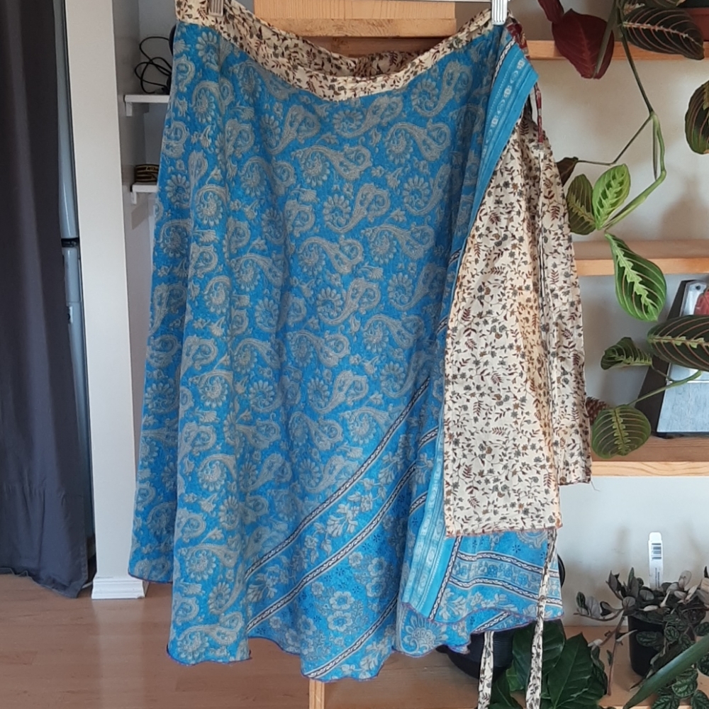 Reversible Wrap Silk Skirt